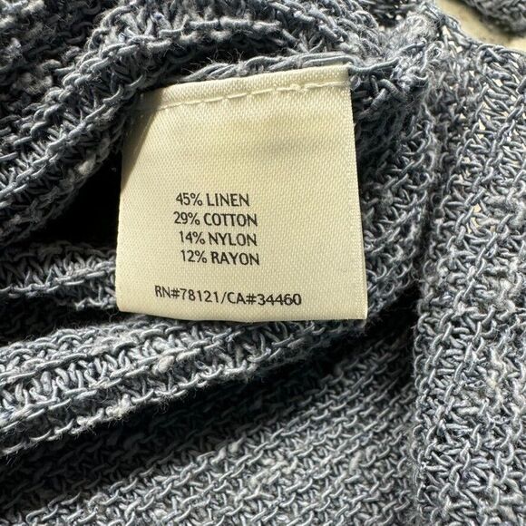 Eileen Fisher Sweater Gray Size M Linen Blend V Neck Pullover Loose Knit - Picture 4 of 11